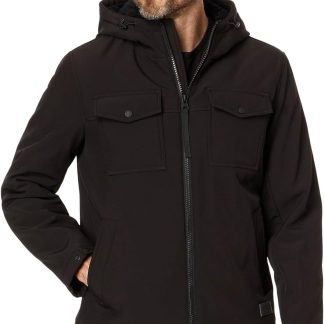 Soft Shell Two Pocket Hooded Trucker Jacket image 1
