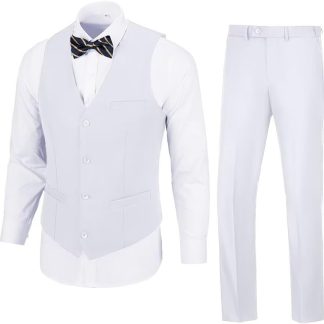 Suit 2 Pieces Suit Vest Pants Set,Slim Fit Wedding Prom image 1